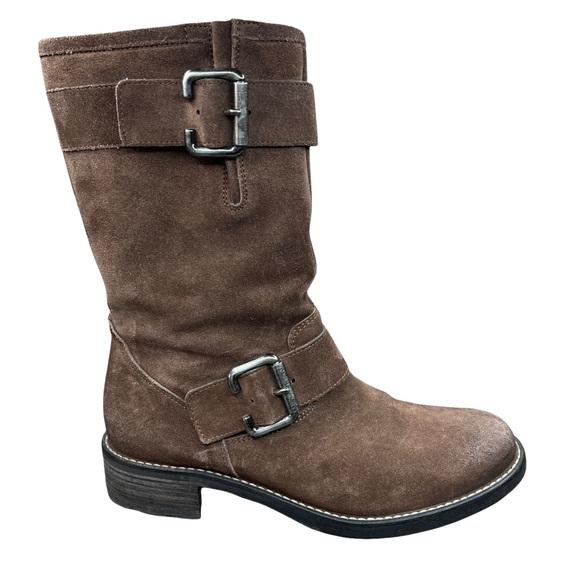 Paul Green Shoes - Paul Green Brown Suede Side Zip 2 Buckle Boots Women's Size 7